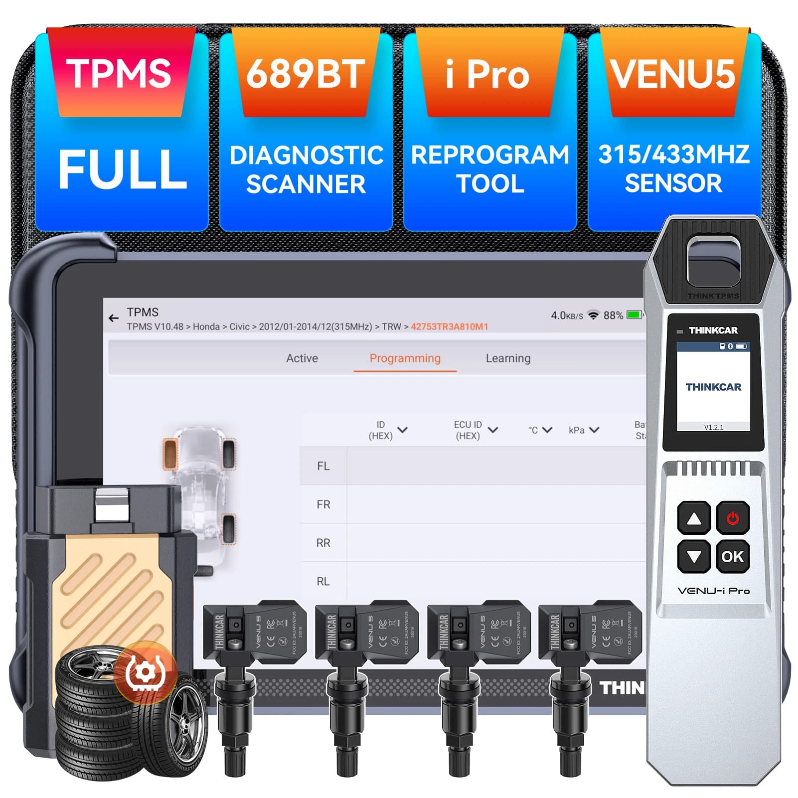 THINKCAR THINKSCAN 689BT Strumento Diagnostico OBD2 DOIP CANFD, Codifica ECU Bidirezionale, 35 Reset, Aggiornamenti Gratuiti a Vita