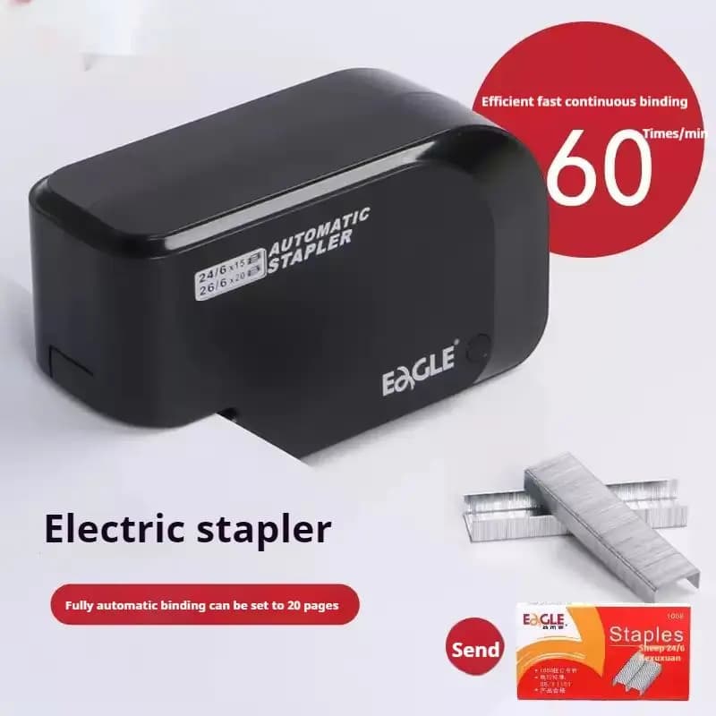 Cucitrice elettrica automatica con graffette da 1 pezzo gratuite Capacità di 20 fogli 70 g Carta Doppia alimentazione Forniture per rilegatura per ufficio scolastico