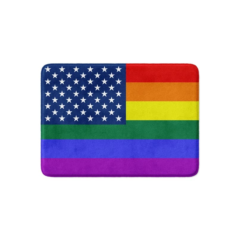 Aertemisi Stati Uniti d'America USA LGBT Rainbow Pride Tappetino da bagno con base antiscivolo Tappeto da pavimento in flanella assorbente super accogliente