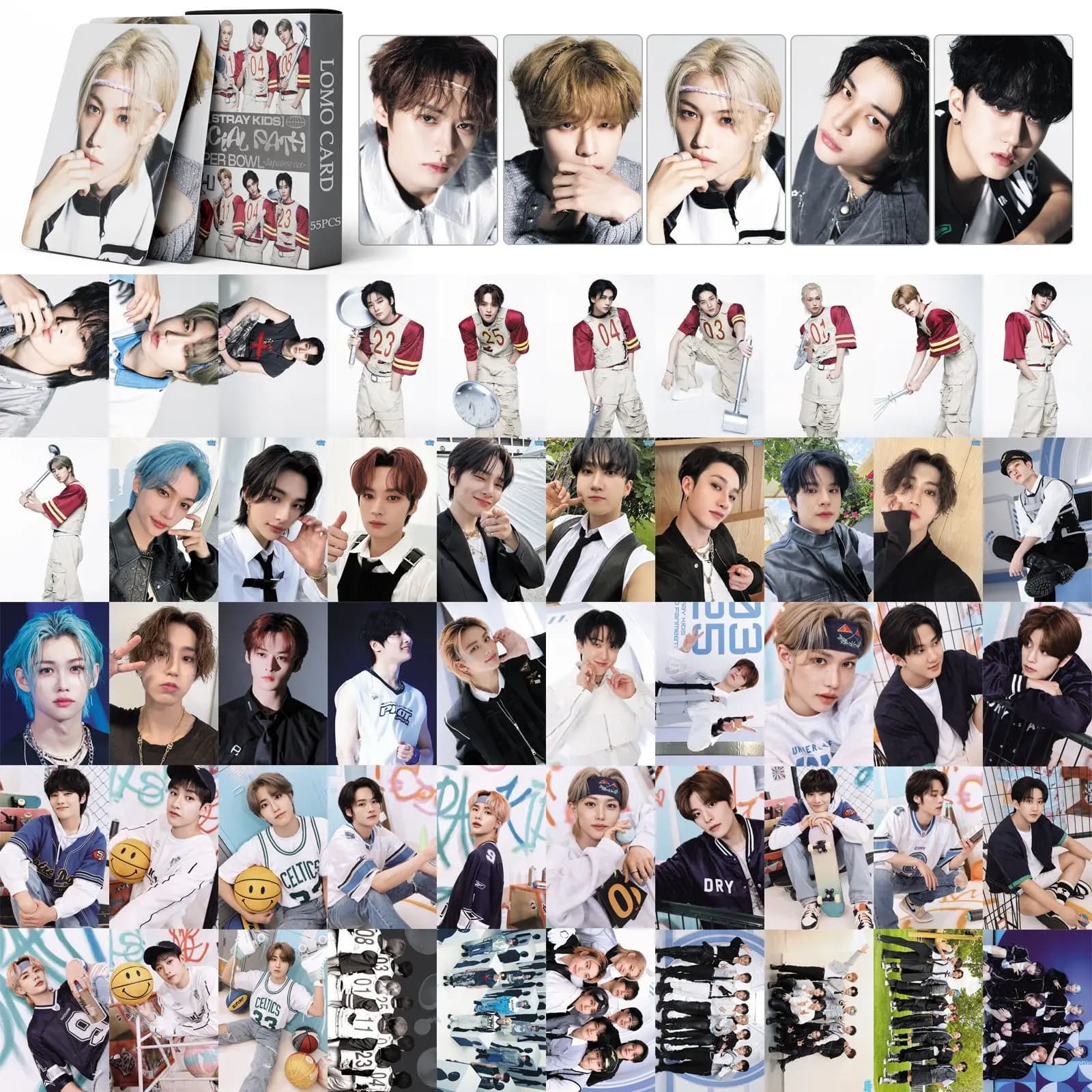 55 pz. Stray Kids Japanese Professional Social Path Small Card SKZOO Felix Peripheral LOMO Small Card Fan Collection Card Regali