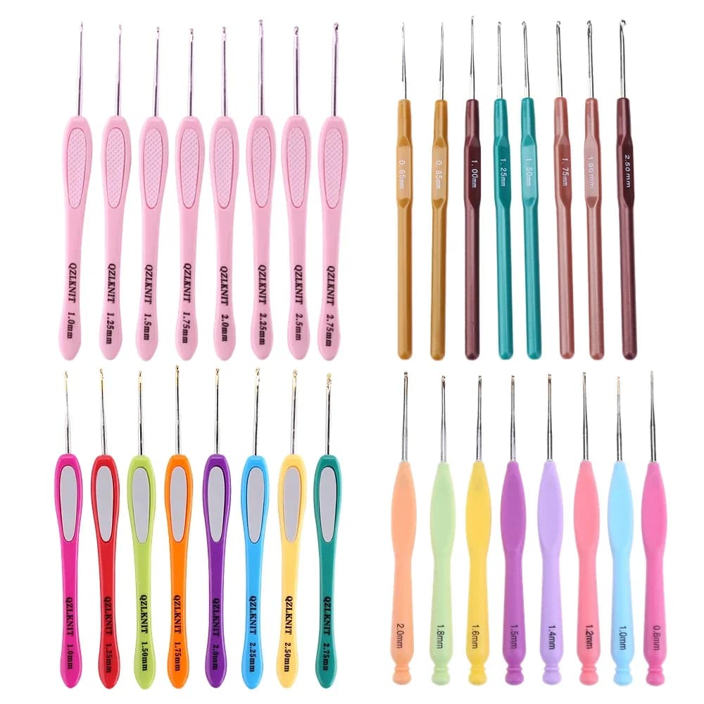 8 pz/set manico in plastica multicolore uncinetti in alluminio Set di ferri da maglia 1mm-2.75mm filato maglione tessuto strumento artigianale fai da te