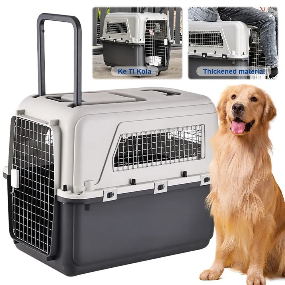 Trasportino per Animali Domestici Resistente per Viaggi Aerei Lunghezza 33in/Larghezza 21.6in/Altezza 25.2in Portatile per Cuccioli e Gattini