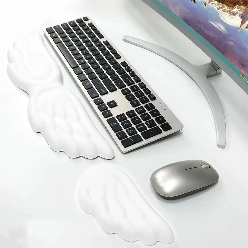 Supporto per Polso Mouse a Lento Ritorno con Design ad Ala, Cuscino Ergonomico per Mouse, Tappetino Morbido Impermeabile per Polso