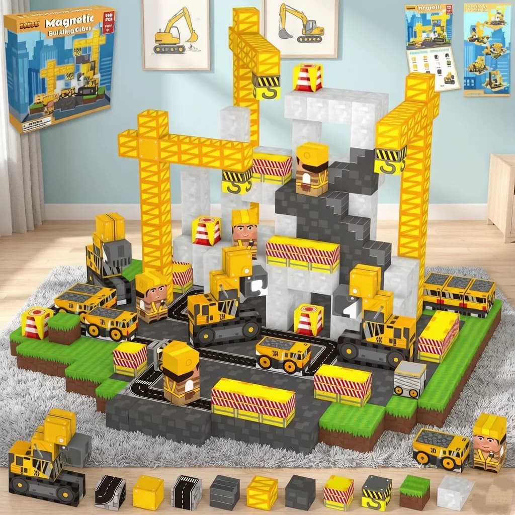 Set Creativo di Blocchi Magnetici per Costruzioni STEM, Giocattolo Educativo, Kit di Montaggio Fai-da-Te, Regalo per Bambini