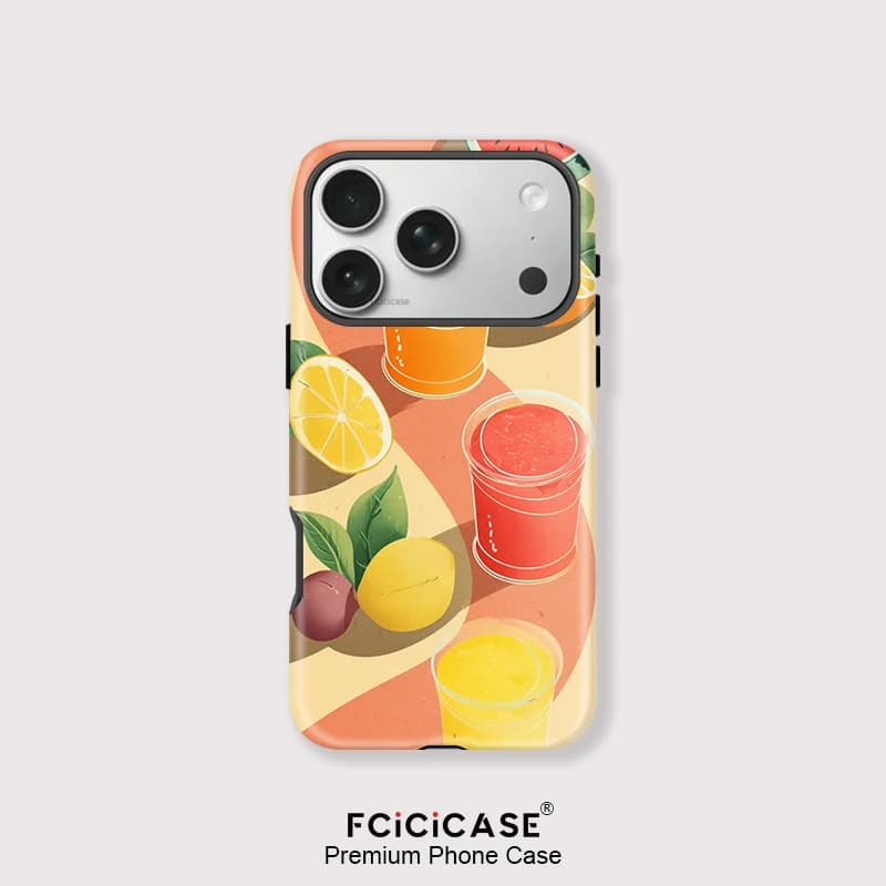 Custodia per telefono Fcicicase per iPhone 15 Plus 14 13 12 11 Pro Max 16 17 Air Lemon Drink con ricarica wireless magnetica per Magsafe