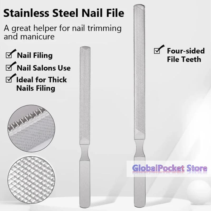 [TG823]Four-Sided Stainless Steel Nail File,Durable Nail Tool For Shaping And Polishing,Perfect For Salon Use And Home Nail Care