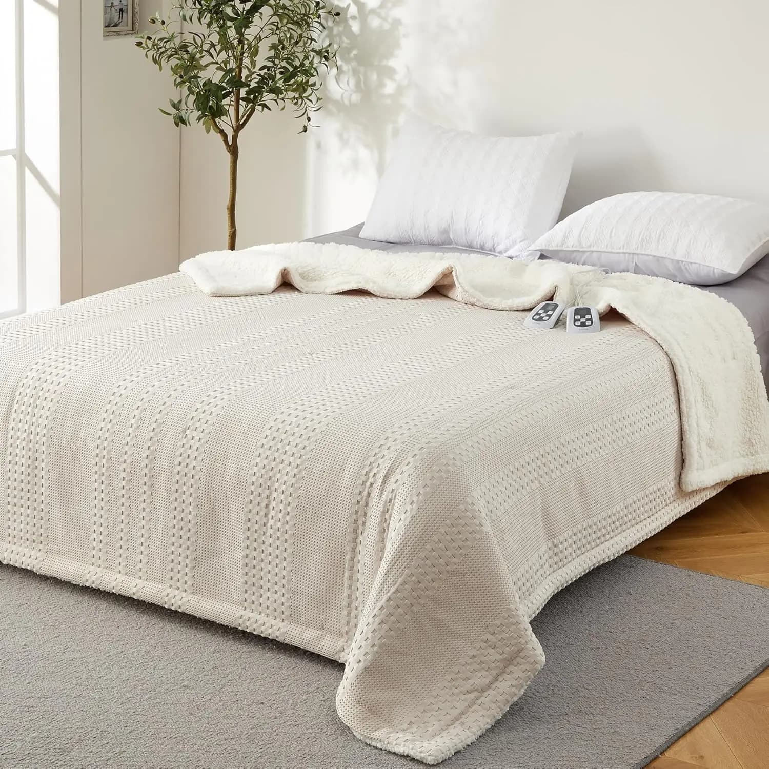 Coperta Elettrica Riscaldata Misura King, Doppio Controllo con Timer e Lavabile, Perfetta per Divano, Letto, Casa e Ufficio