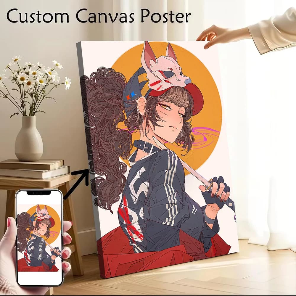 Poster su Tela Wakizashi, Immagini Personalizzabili, Arte Murale su Tela per Decorazioni Soggiorno, Dipinti Decorativi con Cornici