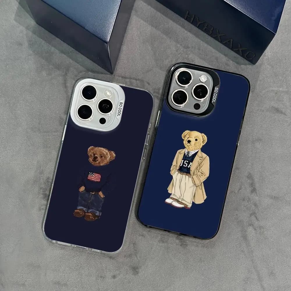 Custodia per telefono simpatico orso IMD per iPhone 16 15 14 13 12 11 Pro Max XR 8 7 Plus e Cover ultra Samsung Galaxy