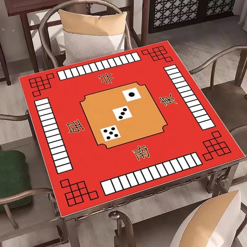 Tovaglia quadrata con stampa artistica di tessere di Mahjong cinese VIKAMA - Decorazione unica per la casa, ideale per sala giochi e sala da pranzo