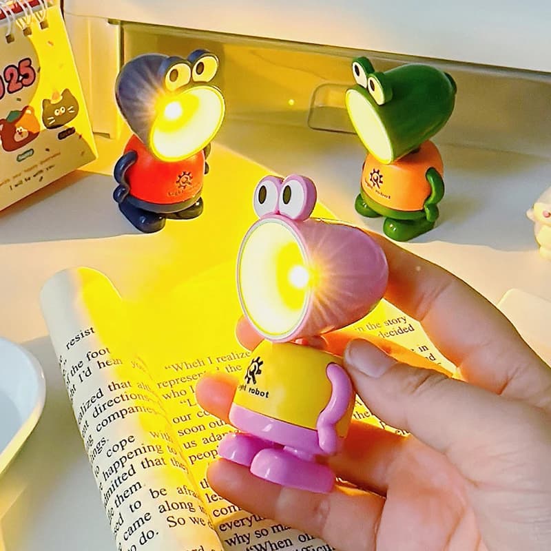 Mini luce notturna a LED pop Simpatico rana Lampade da scrivania pieghevoli Ornamento da tavolo Luce per libri Camera dei bambini Comodino Arredamento camera da letto Regali di festa