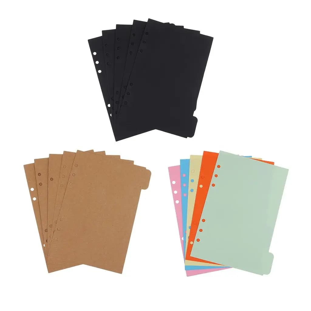 5 pezzi di pagina indice divisore per notebook power tabett paper planner con 6 fori