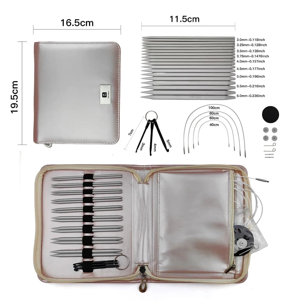 9 paia circolari multifunzionali maglieria set di aghi in alluminio intercambiabili uncinetto ago fai da te tessitura maglione sciarpa strumenti
