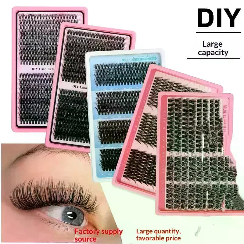 Kit Ciglia a Ciuffetti Volume 176 300 320 400 Pezzi Curvatura D 9-16mm Effetto Naturale Morbido Opaco per Extension Ciglia Fai da Te