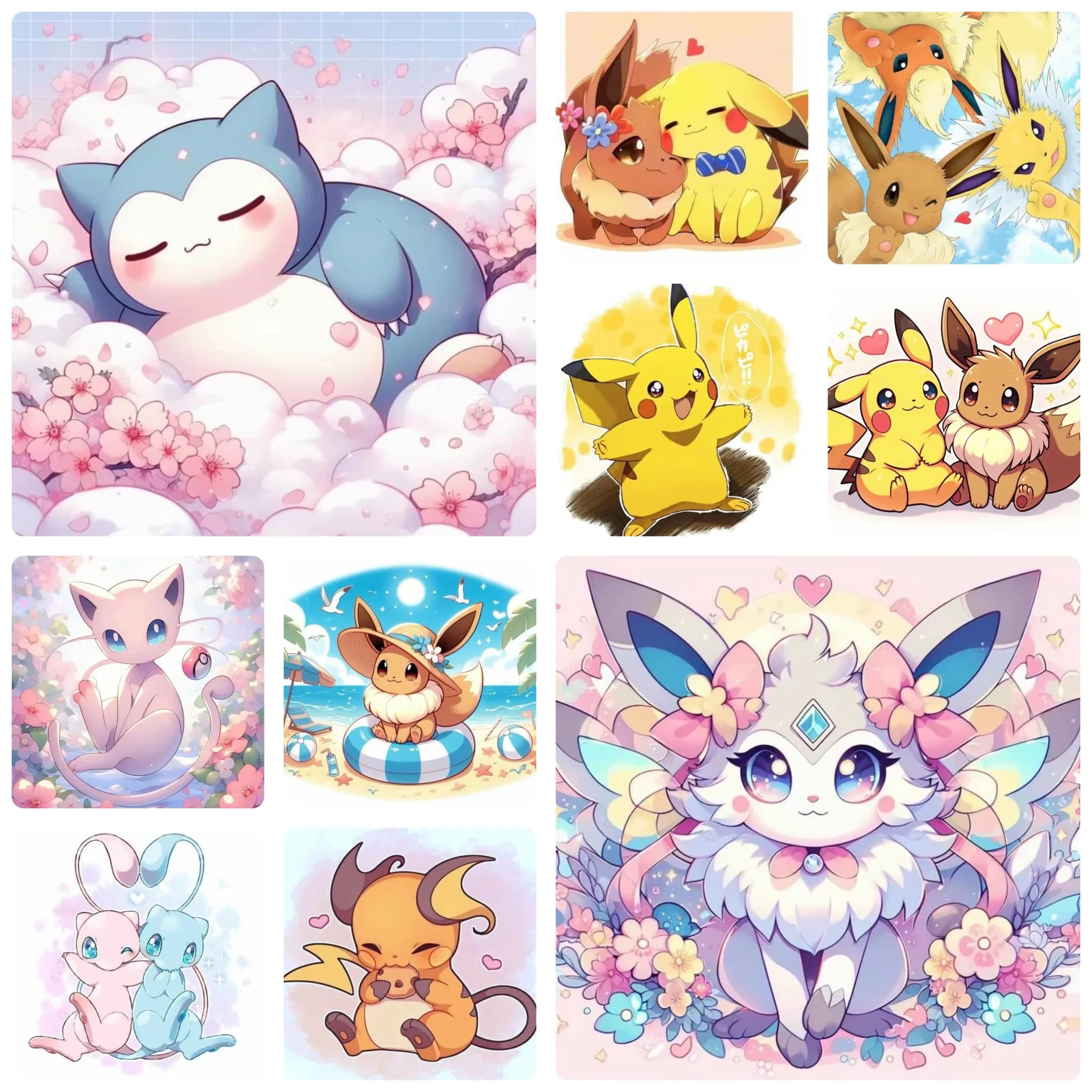 5D DIY Diamond Painting, Kawaii Eevee And Pikachu Cartoon Art Picture, Relaxing DIY Craft, Holiday & Birthday Gift