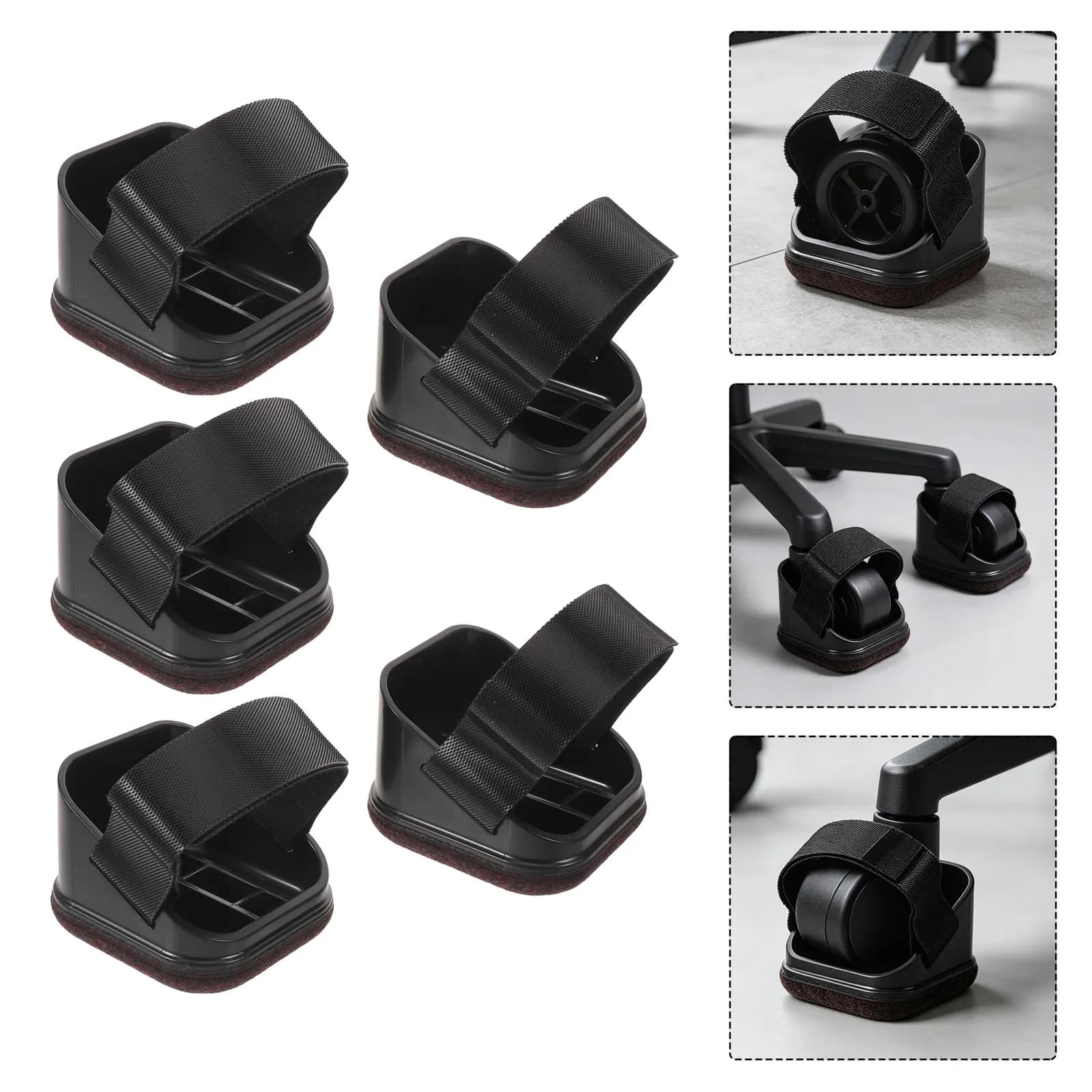 5Pcs Anti-Vibration Chair Leg Pads Furniture Caster Cups for Hard Floor Protection Office Salon Wheel Stoppers Prevent Noise