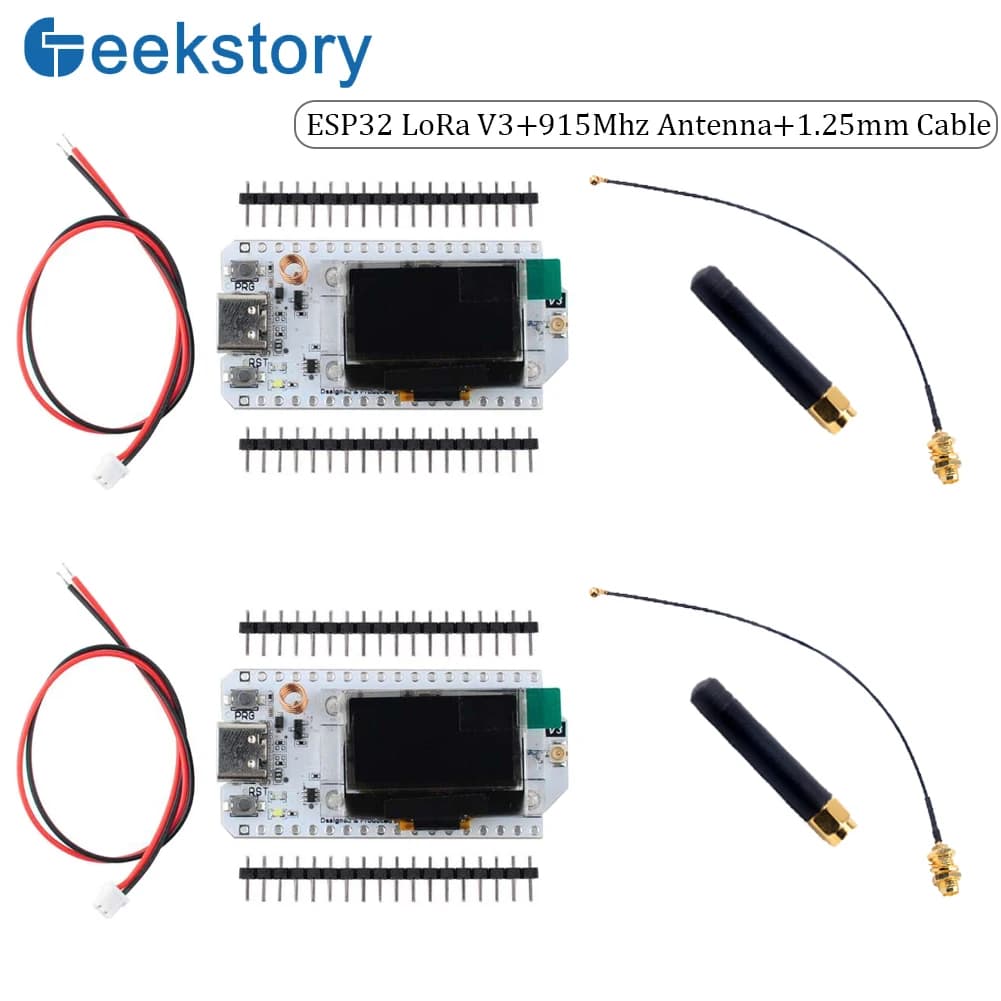 2 Set Development card ESP32 LoRa V3 868 MHz-915 MHz SX1262 BT + WIFI with 0,96 inch OLED display + Lora antenna for Arduino IOT