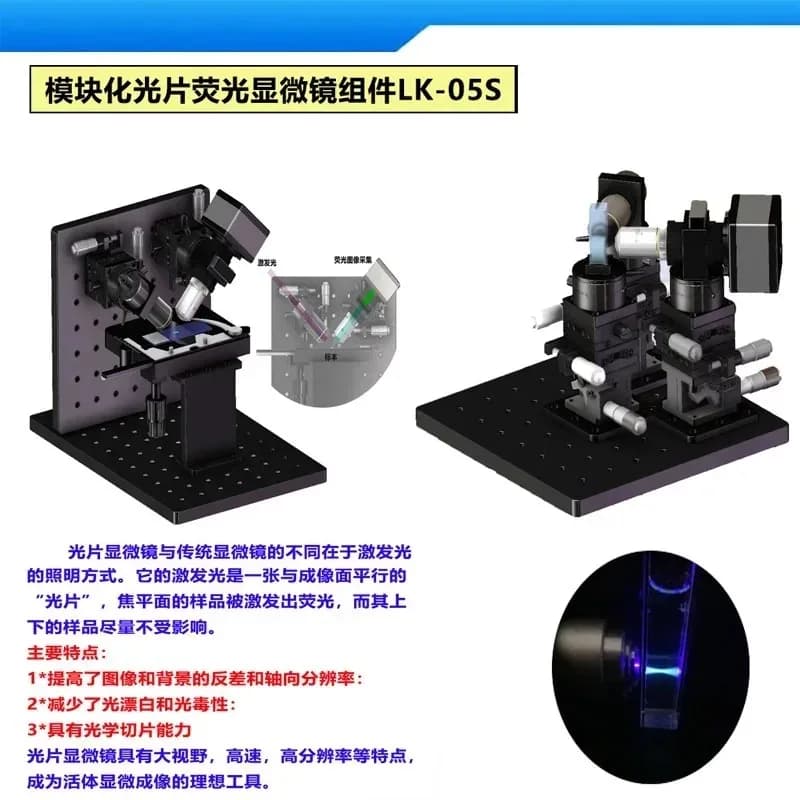Microscopio a fluorescenza modulare con foglio luminoso