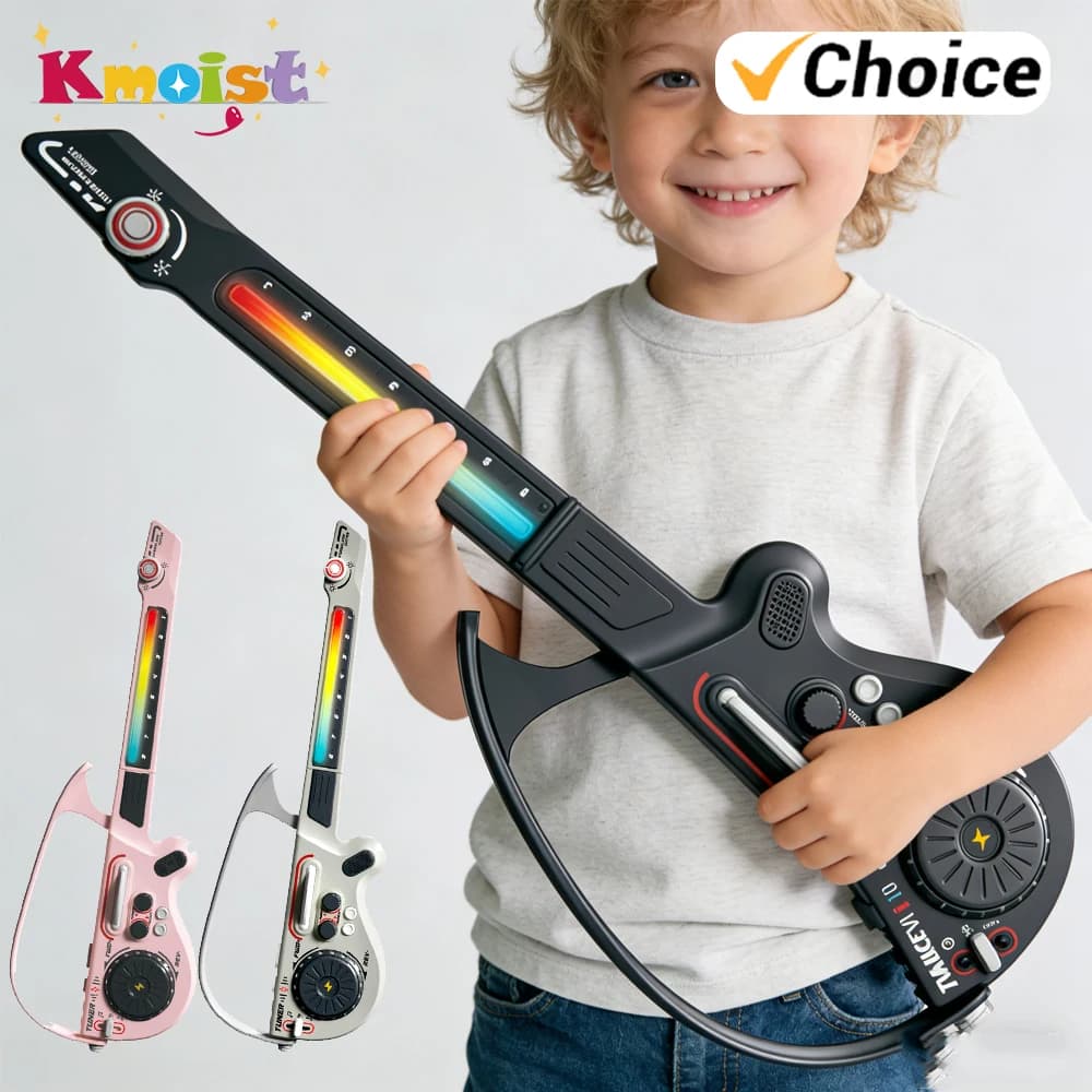 Organo Elettronico Multifunzionale per DJ, Chitarra Senza Corde Pieghevole con Luci Creative, Giocattolo per Bambini e Bambine, Regalo di Capodanno