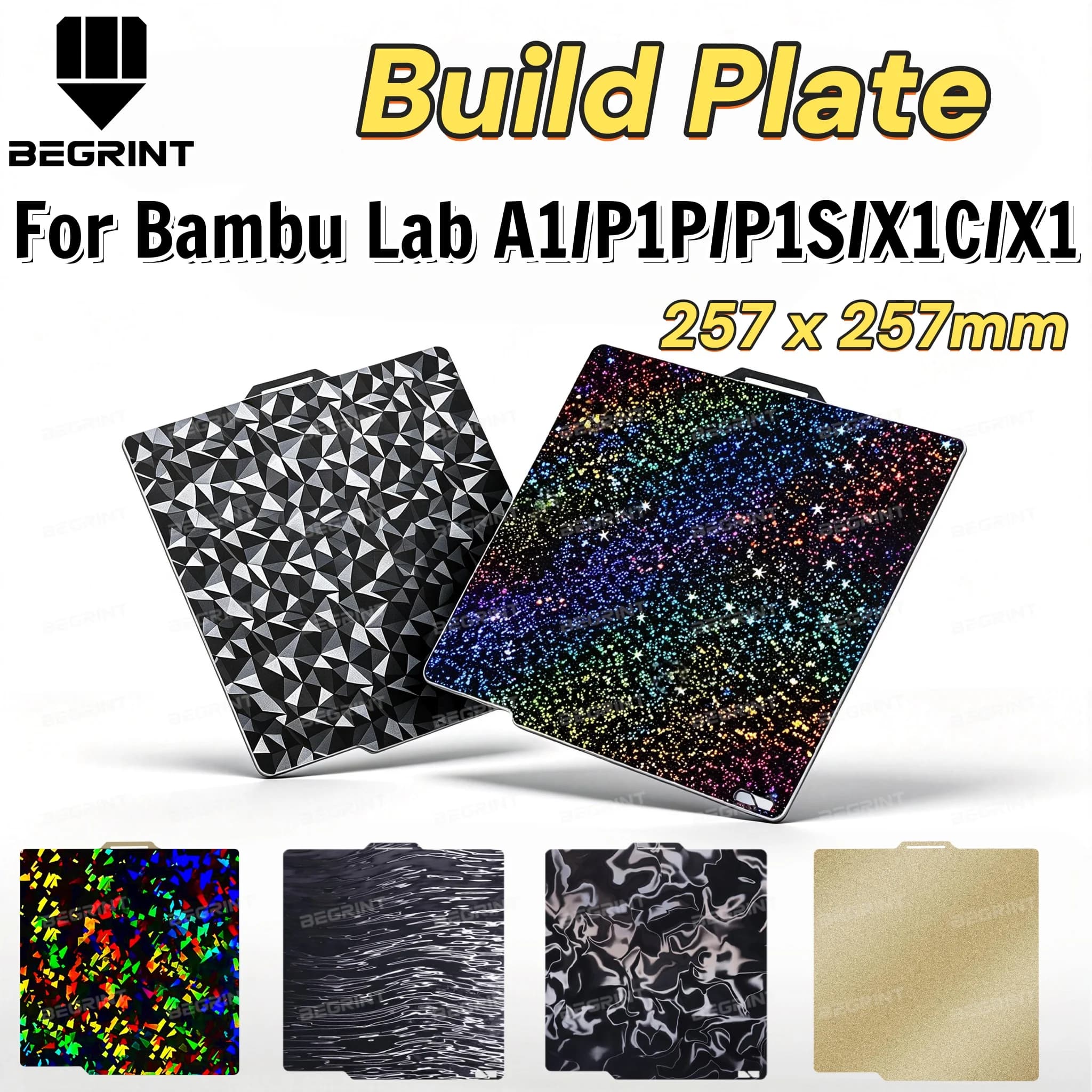 Double Sided PEI PEO PEY Build Plate 257x257mm for Bambu Lab A1 P1P P1S X1C X1 Spring Steel Textured Heated Bed Sheet 3D Printer