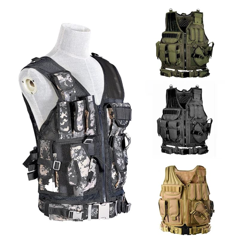 Gilet Tattico Multi-Tasca per Protezione in Combattimento nella Giungla, Sicurezza, Caccia, Giochi all'Aperto, Airsoft e Addestramento