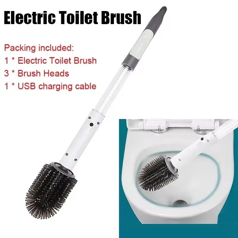 Spazzola Elettrica per WC Senza Fili, Spazzola per Pulizia con Manico Lungo, Spazzola per Pavimenti USB, Mop Elettrico per Bagno Domestico