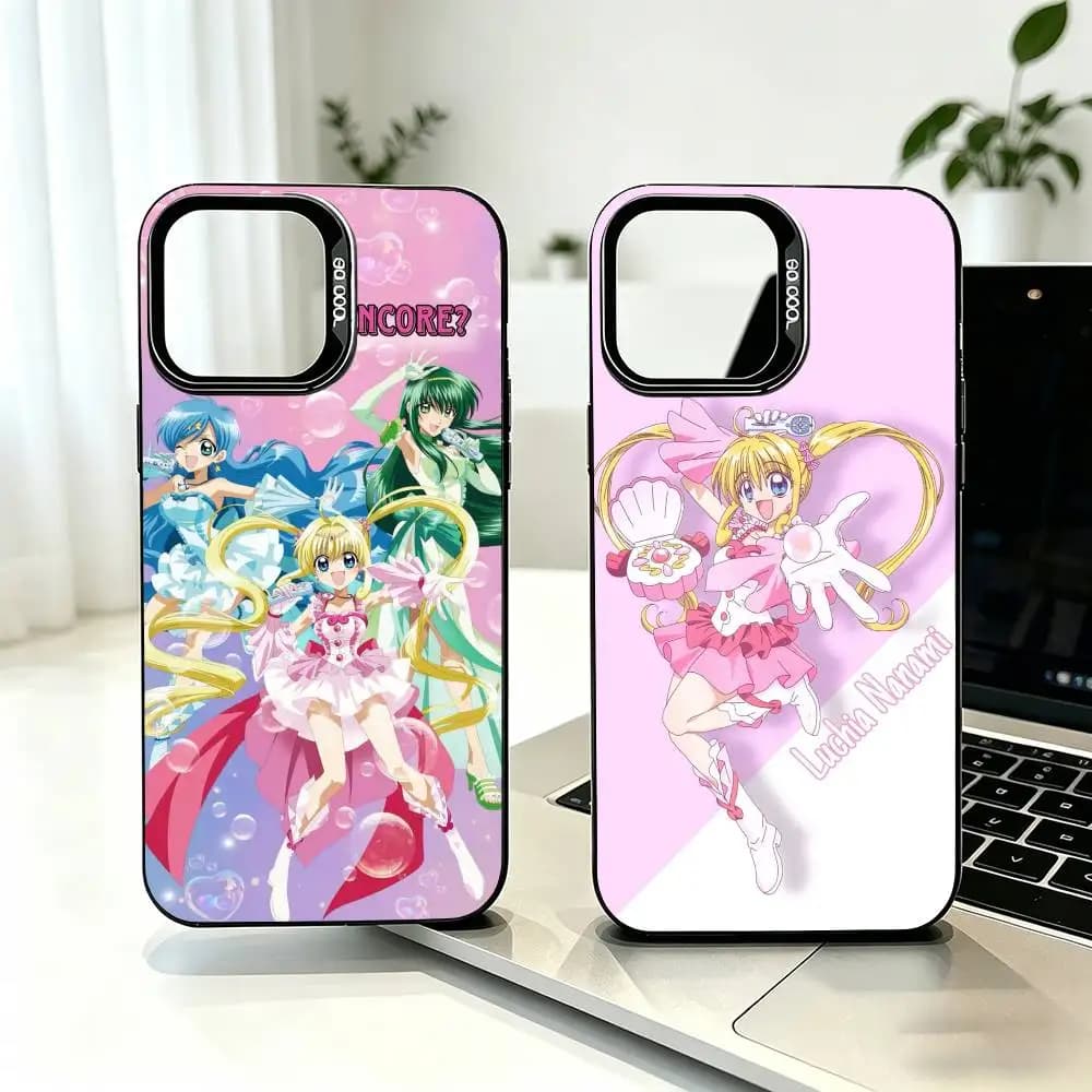 Cover per iPhone Mermaid Melody Pichi Pitch per modelli 17, 16, 15, 14, 13, 12, 11 Plus, Pro Max, XS, Cover Colorata Argento e Nera