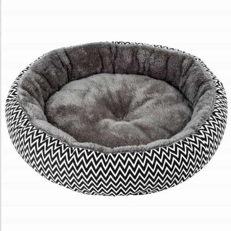 Rotondo caldo letto per cani casa cuscino a righe in tela gatto tappetino per dormire letto per animali domestici divano Mat s velluto letti per cani cama para perro hondenmand