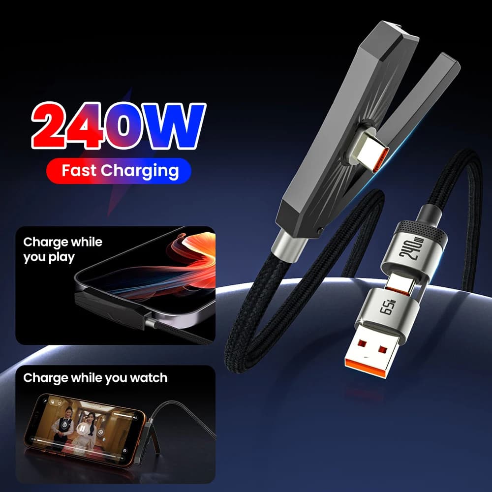Supporto da Scrivania 3 in 1 240W con Cavo USB/Type C a Type C per Ricarica Rapida, Pieghevole, per iPhone 17 16 Samsung