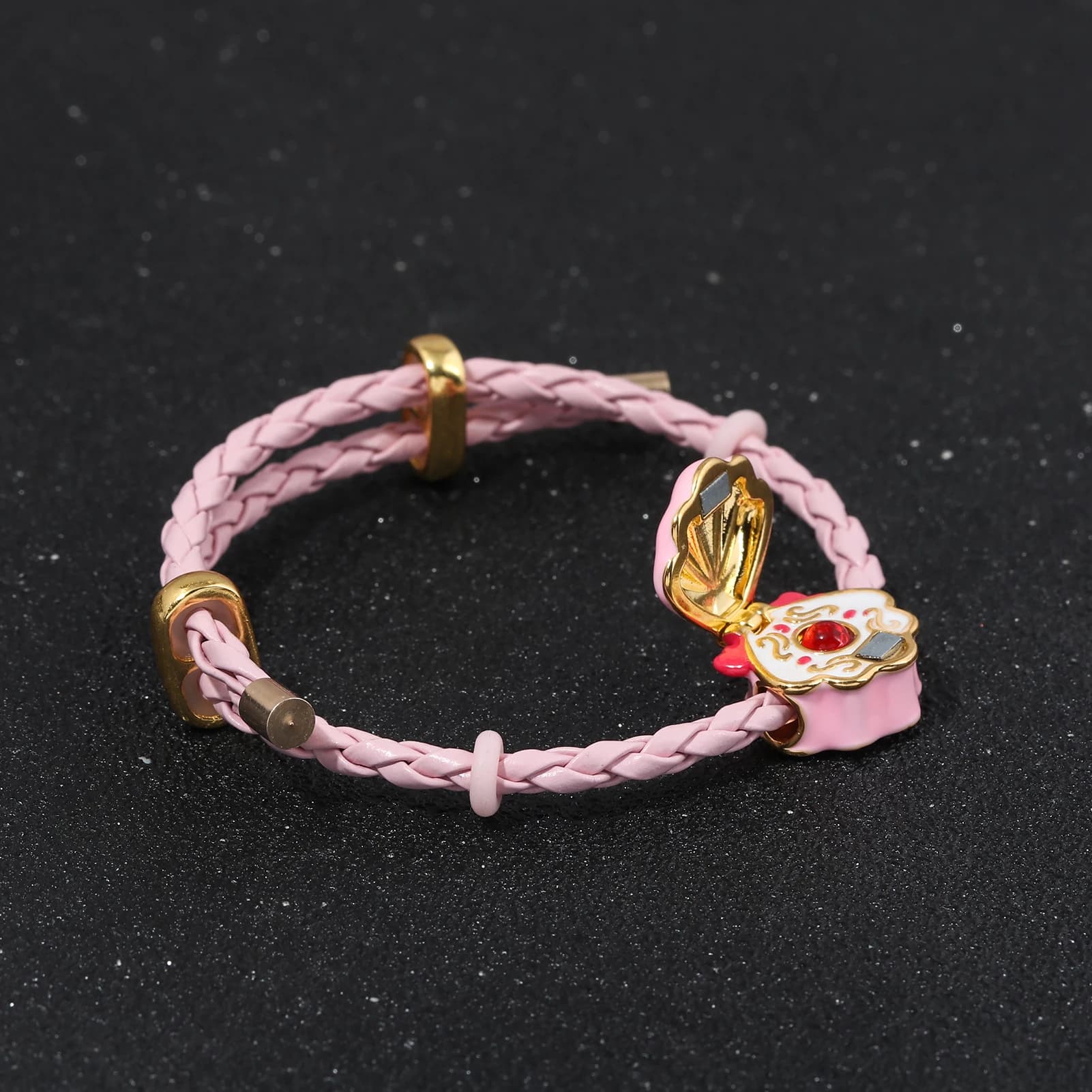 Mermaid Melody Flip Braiding Bracelet Pink Braided Rope Openable Shell Bracelet Women's Delicate Party Fashion Bracelet Jewelry