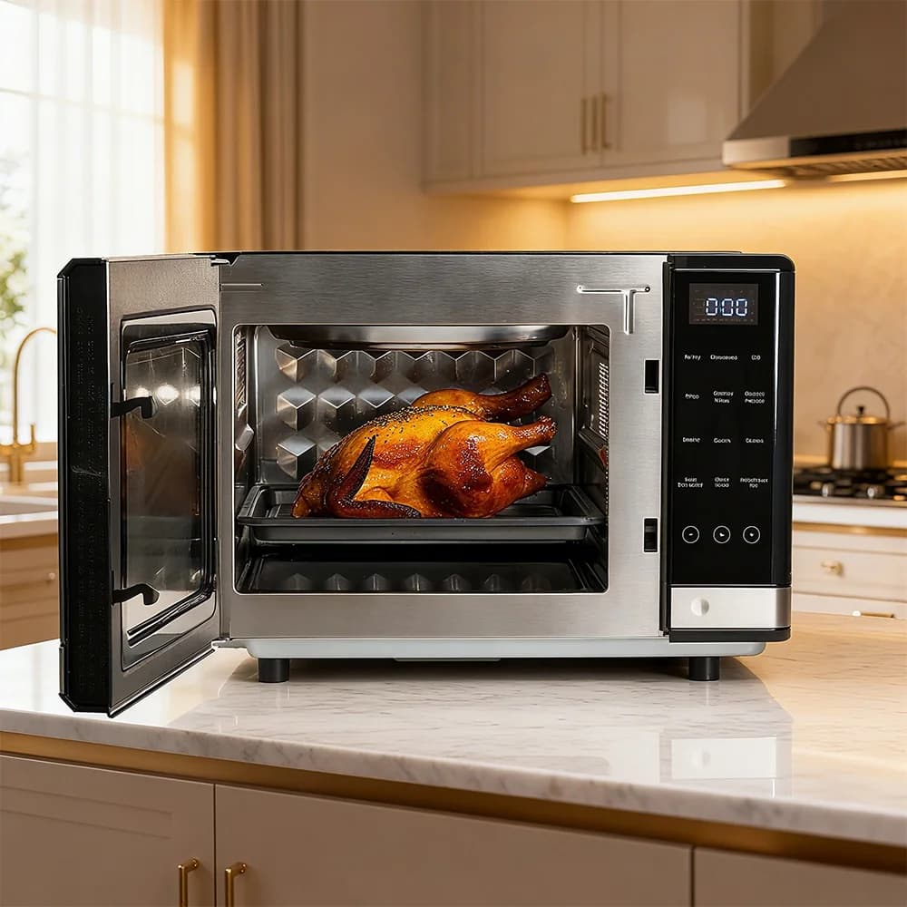17L Electric Smart Digital Multifunctional 3000W Stainless Steel Countertop Grill Air Fryer Combo Microwave Oven for Home Hotel