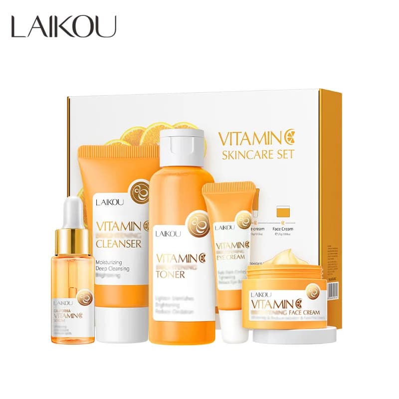 LAIKOU vitamin C Set for facial cleanser Refresh Serum Eye Cream Essence enhances smooth and tender elastic skin
