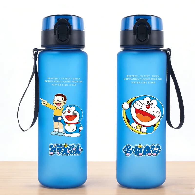 Borraccia Sportiva Doraemon 650ml con Stampa, Grande Bottiglia d'Acqua, Tazza da Esterno con Cartoni Animati, Bottiglia Portatile, Borraccia da Viaggio, Accessori Carini