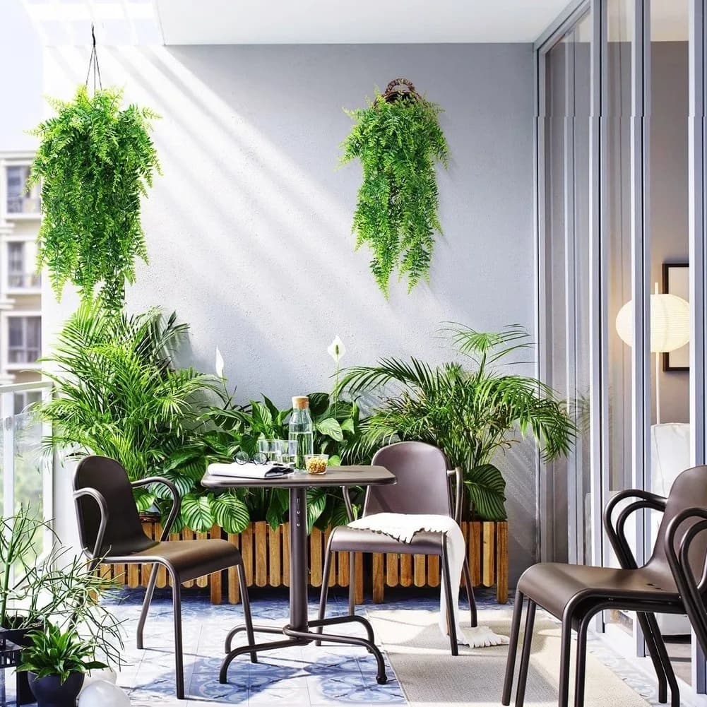 Artificial Hanging For Fern Plant 85cm Green Wall Decoration for Living Room Office Patio Indoor Outdoor Use 2pcs