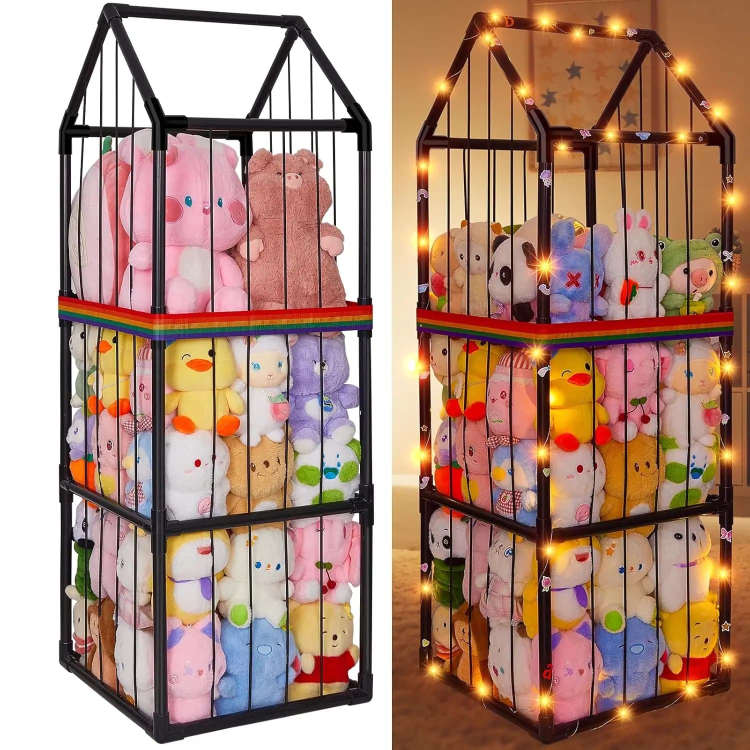 Organizer for Plush and Toys Castle Shape Unicorn PVC, Kids Room Shelf