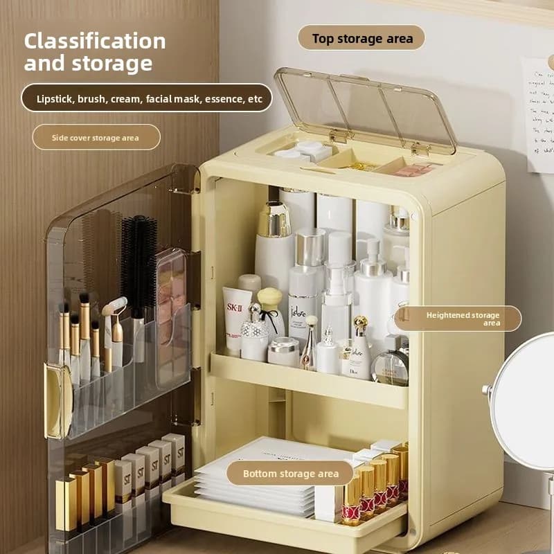 Organizer per Trucchi Multistrato con Coperchio a Ribalta e Apertura Magnetica, Valigetta per Cosmetici con Cassetto, Organizer da Toeletta per Rossetti, Pennelli e Prodotti per la Cura della Pelle