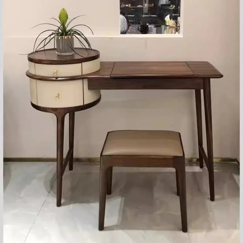 Toeletta Marrone con Cassetti per Ragazze, Organizzatore Estetico per Adulti, Scrivania Vanity di Lusso Salvaspazio, Tocador, Mobili per la Casa