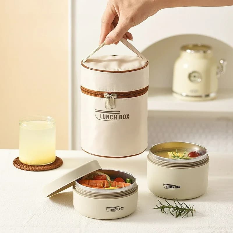 Set di contenitori per il pranzo isolati portatili con 3 impilabili separati per mantenere il cibo caldo o fresco, set di contenitori per il pranzo per bambini adulti