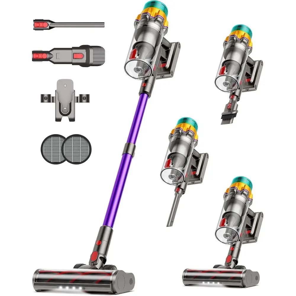 Wireless Vacuum Cleaner, 55KPA 65 Minutes of Autonomy, Container Powder XL, Vacuum Cleaner for Home, with Brush Anti-Sling, LED Display, Self-Portor