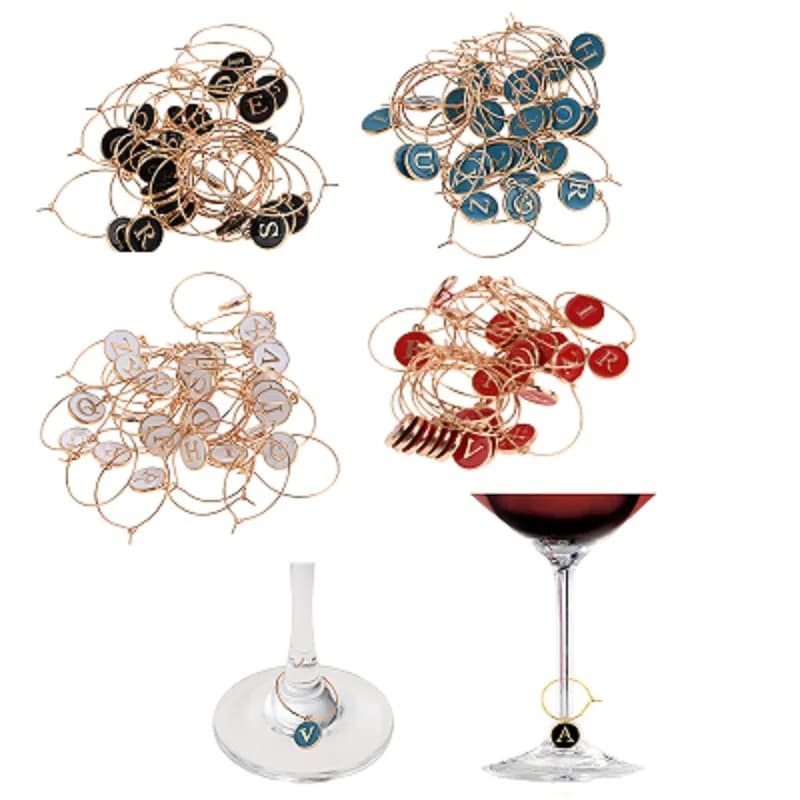 26Pcs lettere dell'alfabeto pennarello per bicchiere da vino etichetta di identificazione per bicchiere decorazioni per etichette per tazze per forniture per matrimoni per feste da Bar