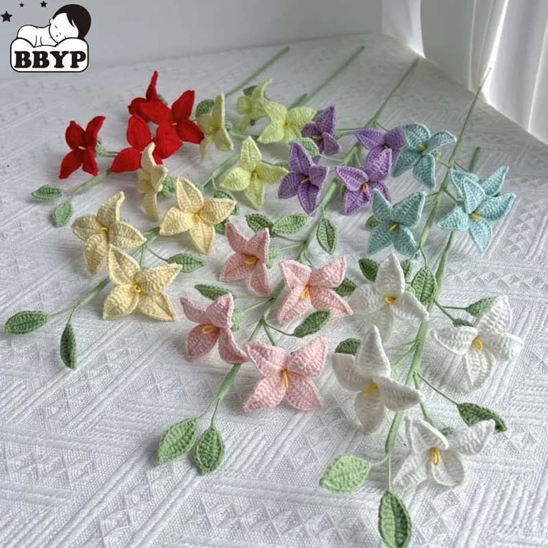Fiore all'uncinetto Simpatico bouquet di filato Fiore di Forsythia Fiore intrecciato a mano Decorazione creativa per bouquet da sposa per feste