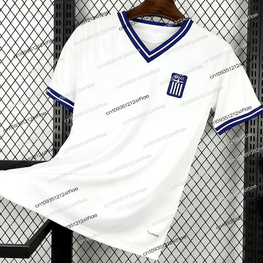 Nuova Maglia da Calcio Greca da Uomo 25/26 a Maniche Corte con Scollo a V, Sportiva, Casual, Traspirante e ad Asciugatura Rapida
