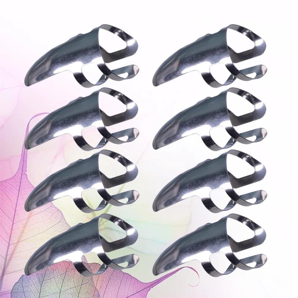 9Pcs Stainless Steel Guitar Finger Picks Forefinger Single Adjustable Plectrums for Bass Banjo Electric Stringed Instrument