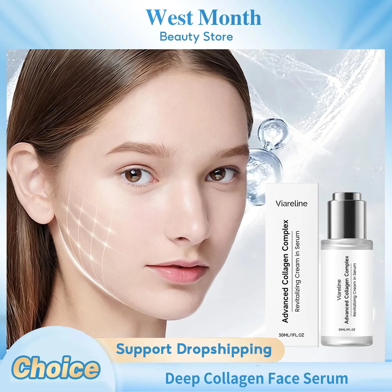 Deep Collagen Revitalizing Essence Anti Aging Improve Fine Lines Enhance Skin Elasticity Shrink Pores Firming Lifting Face Serum