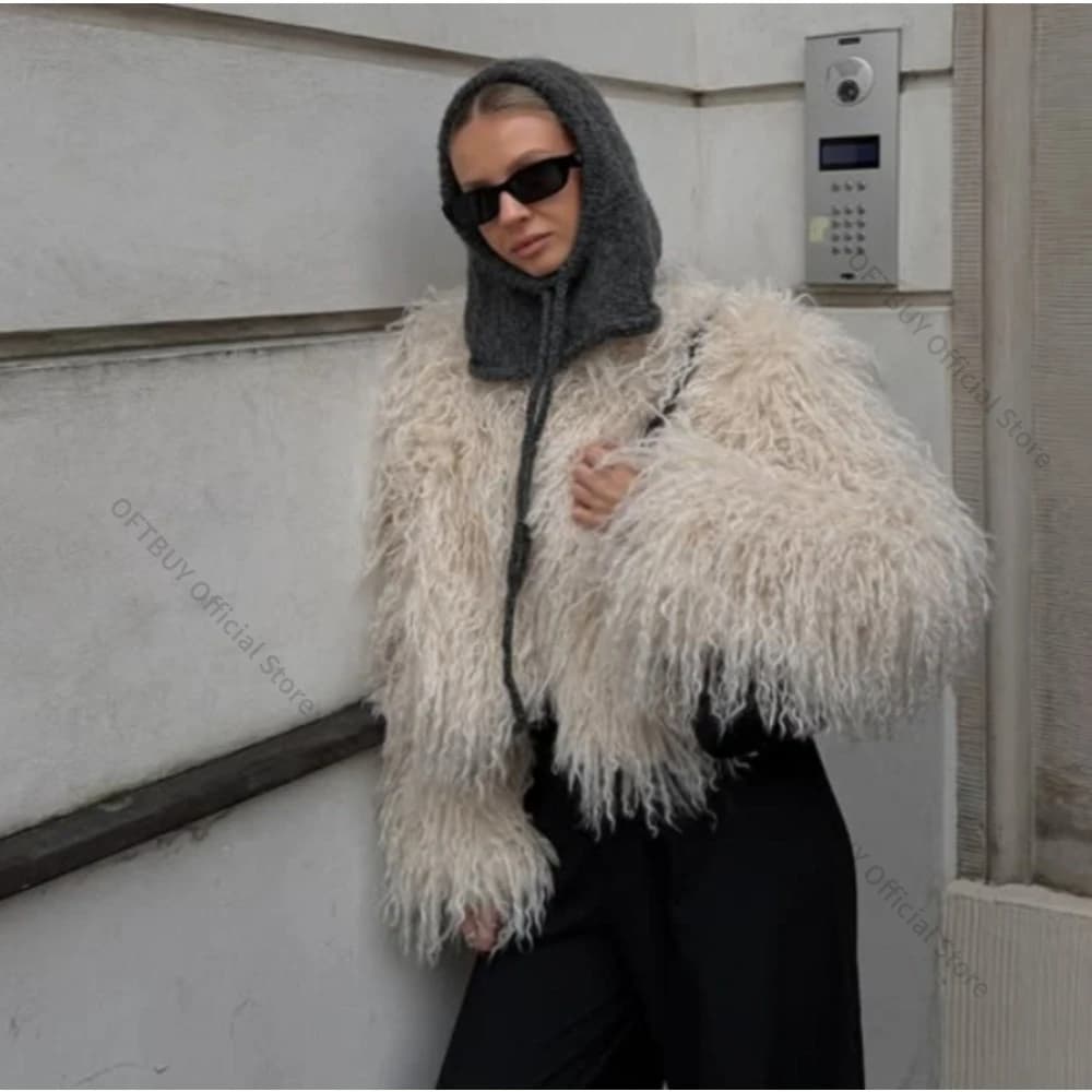 OFTBUY Fur Coat Eco-friendly New Style Faux Fur Coat Women Winter Jacket Women Clothing Cropped Direct Fur Jacket Artificial