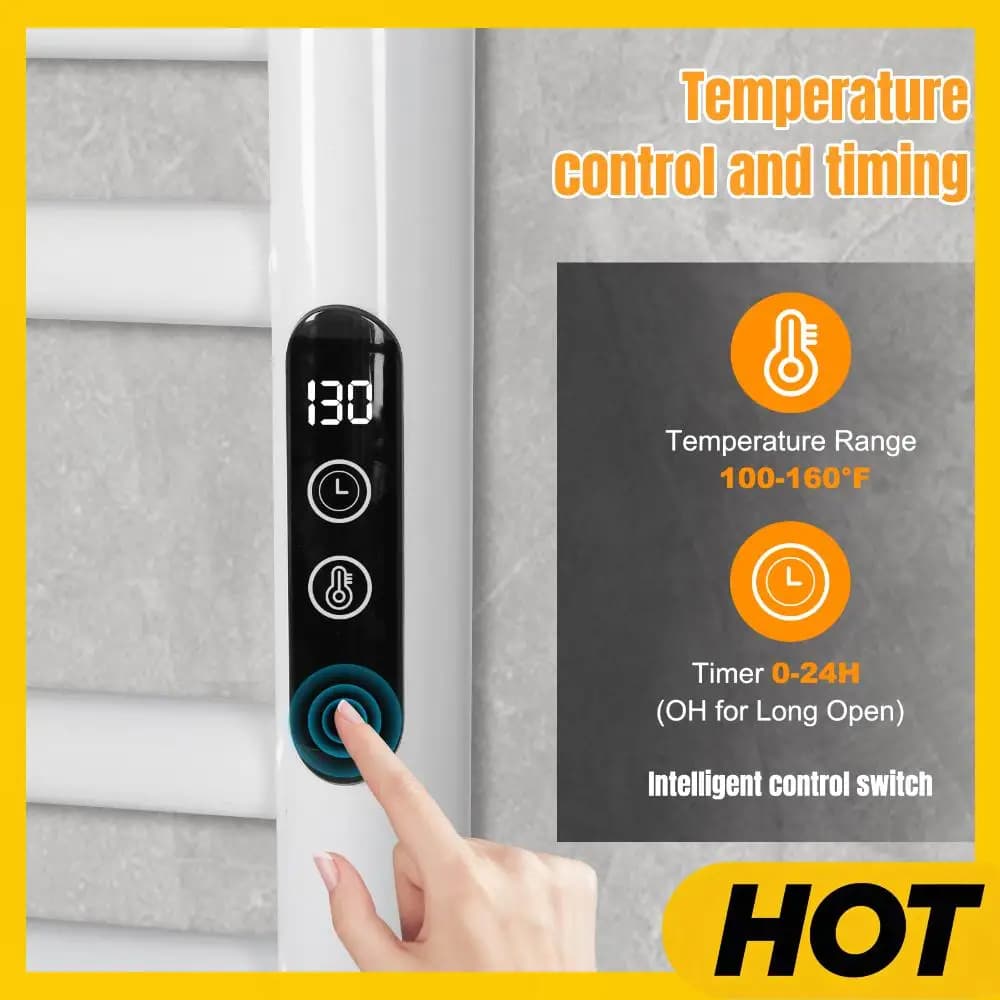 Scaldasalviette Elettrico a 15 Barre con Timer e Controllo Temperatura, Scaldasalviette Impermeabile IP56 per Famiglia, Piscina, Salone