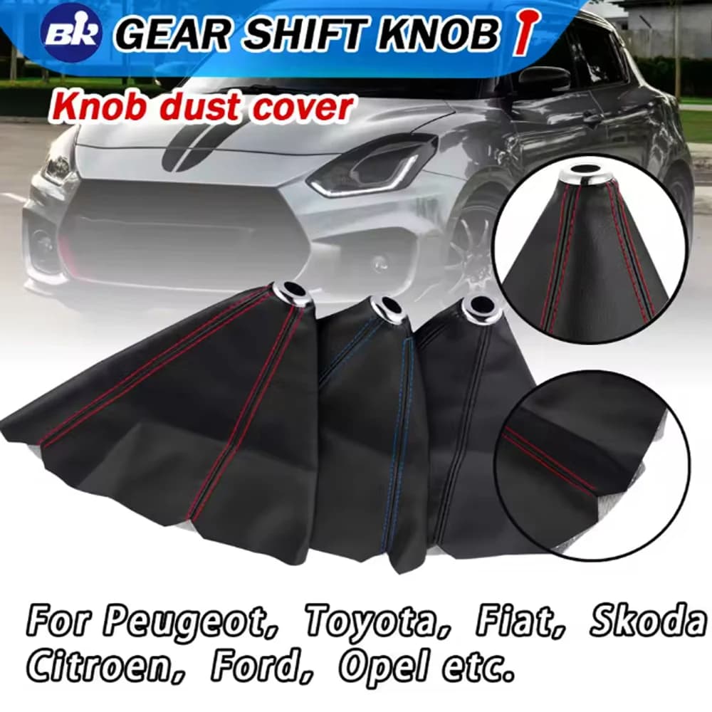 Collari del cambio per auto di alta qualità Manopola del cambio manuale automatico Copri bagagliaio Ghetta Stili diversi Pelle PU universale da 16 mm