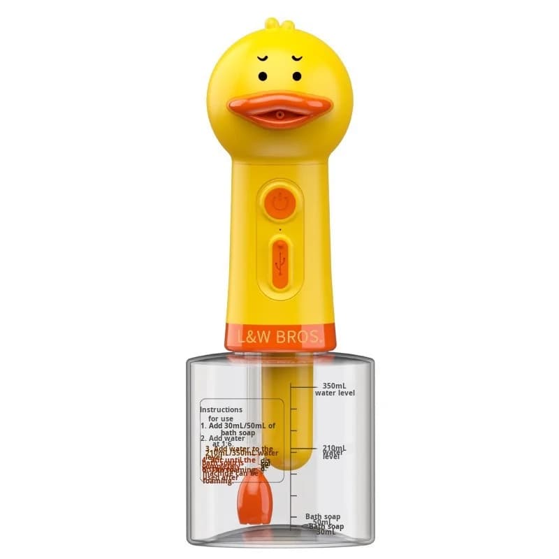 Automatic Pet Shampoo Foaming Bottle Battery Powered Cute Duck Dog Cat Shower Grooming Tool