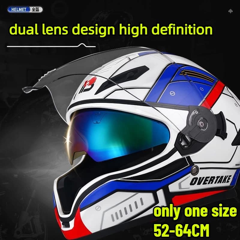 Motorcycle helmet Modular with Double visor, Moto Casque for Roads, Long visor, Moto helmet
