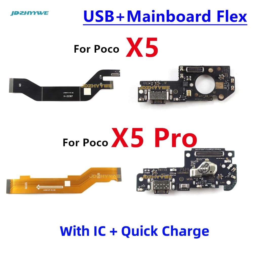 Scheda di ricarica per Xiaomi Poco X5 Pro 5G lettore SIM Slot Port caricabatterie Dock Plug ricarica USB scheda madre principale cavo flessibile microfono
